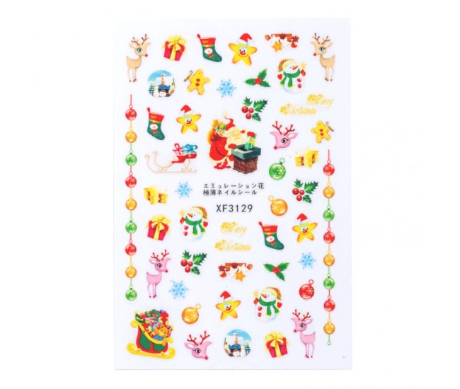 Sticker Lila Rossa pentru decor unghii, Craciun, Revelion si iarna, nail art, xf3129