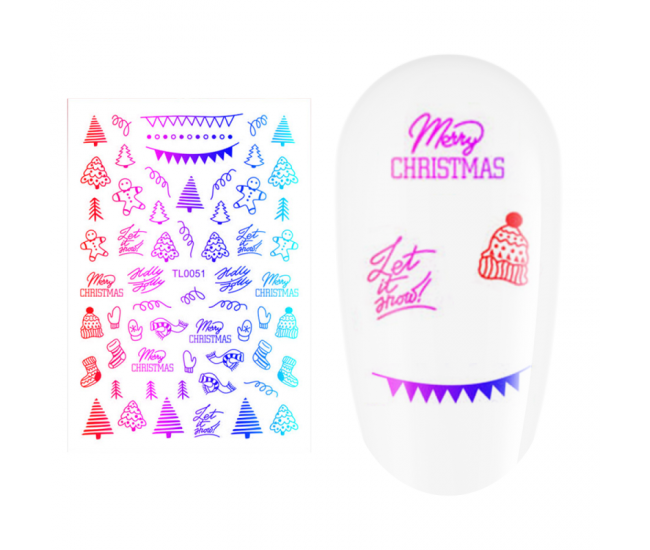 Sticker nail art Lila Rossa, pentru Craciun, Revelion si iarna, 14.5 x 9.1 cm, tl0051