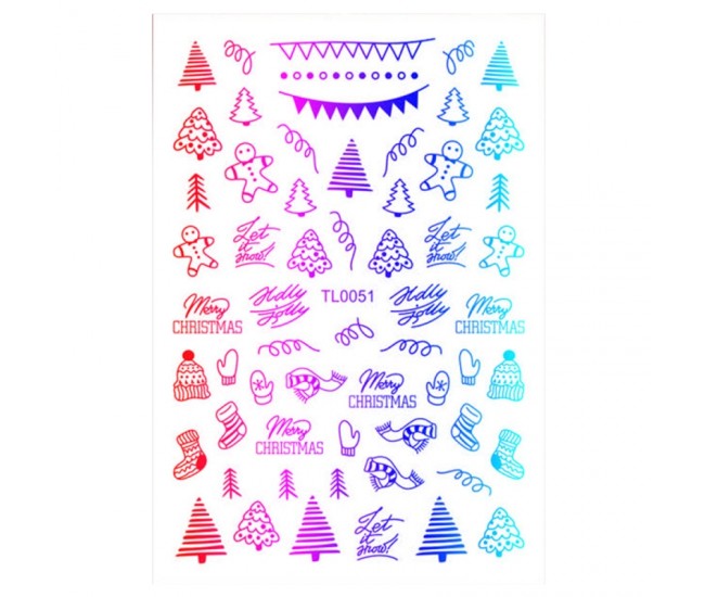 Sticker nail art Lila Rossa, pentru Craciun, Revelion si iarna, 14.5 x 9.1 cm, tl0051