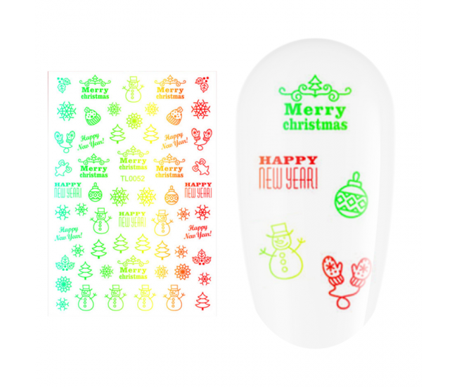 Sticker nail art Lila Rossa, pentru Craciun, Revelion si iarna, 14.5 x 9.1 cm, tl0052