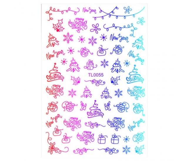 Sticker nail art Lila Rossa, pentru Craciun, Revelion si iarna, 14.5 x 9.1 cm, tl0055