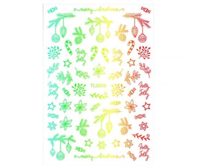 Sticker nail art Lila Rossa, pentru Craciun, Revelion si iarna, 14.5 x 9.1 cm, tl0056