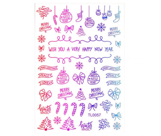 Sticker nail art Lila Rossa, pentru Craciun, Revelion si iarna, 14.5 x 9.1 cm, tl0057
