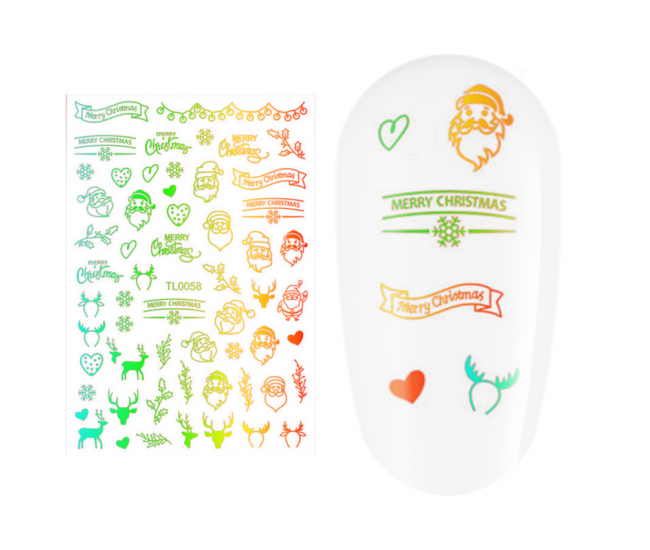 Sticker nail art Lila Rossa, pentru Craciun, Revelion si iarna, 14.5 x 9.1 cm, tl0058