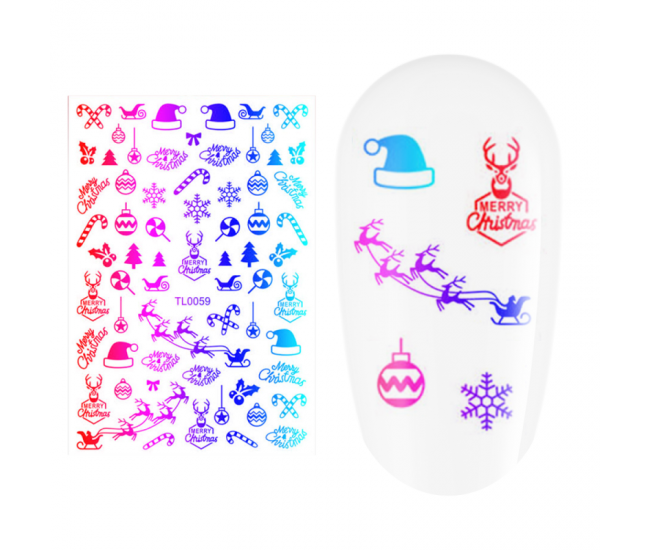 Sticker nail art Lila Rossa, pentru Craciun, Revelion si iarna, 14.5 x 9.1 cm, tl0059