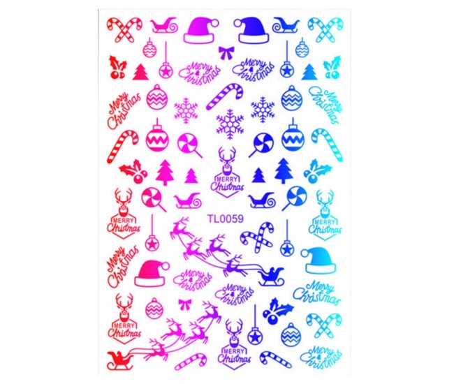 Sticker nail art Lila Rossa, pentru Craciun, Revelion si iarna, 14.5 x 9.1 cm, tl0059