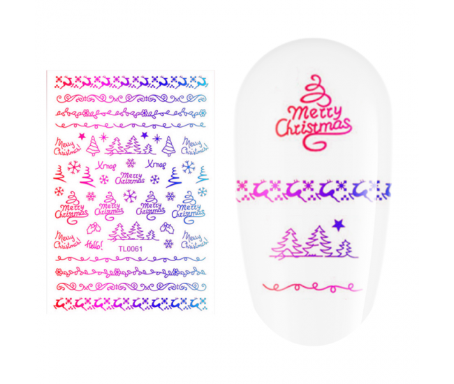 Sticker nail art Lila Rossa, pentru Craciun, Revelion si iarna, 14.5 x 9.1 cm, tl0061