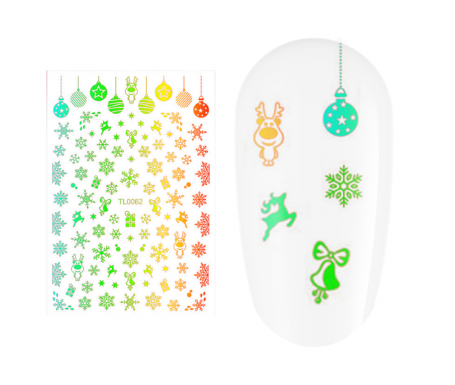 Sticker nail art Lila Rossa, pentru Craciun, Revelion si iarna, 14.5 x 9.1 cm, tl0062