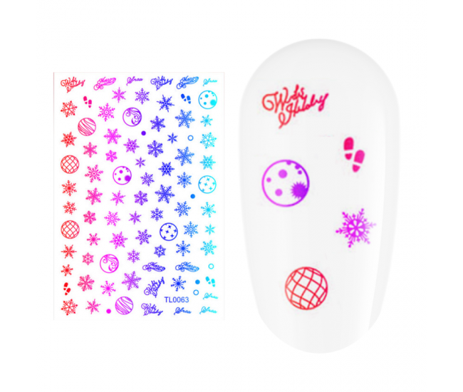 Sticker nail art Lila Rossa, pentru Craciun, Revelion si iarna, 14.5 x 9.1 cm, tl0063