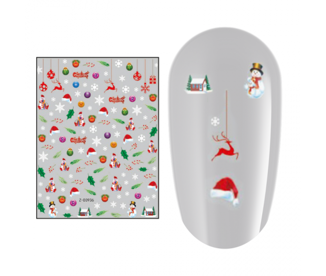 Sticker nail art Lila Rossa, pentru Craciun, Revelion si iarna, 15 x 9 cm, z-d3936
