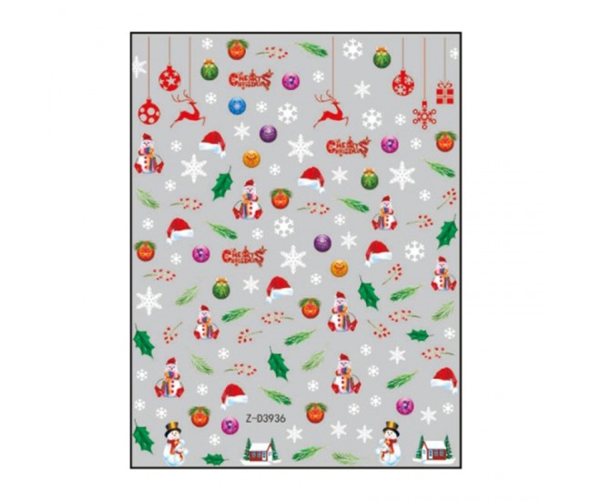 Sticker nail art Lila Rossa, pentru Craciun, Revelion si iarna, 15 x 9 cm, z-d3936
