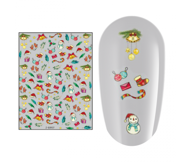 Sticker nail art Lila Rossa, pentru Craciun, Revelion si iarna, 15 x 9 cm, z-d3937