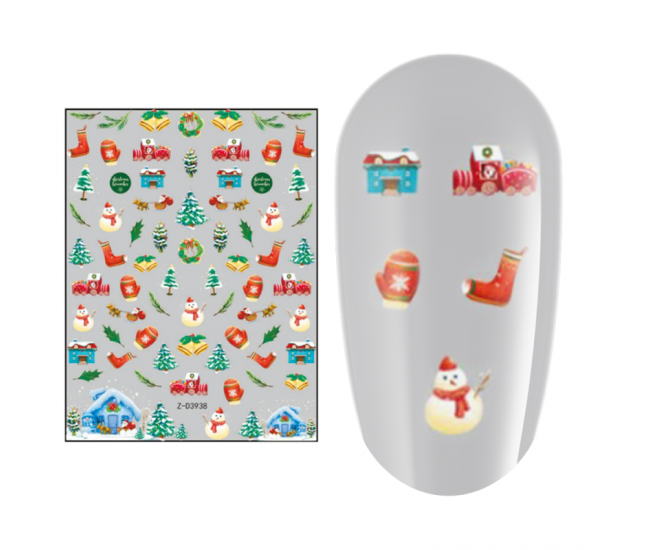 Sticker nail art Lila Rossa, pentru Craciun, Revelion si iarna, 15 x 9 cm, z-d3938