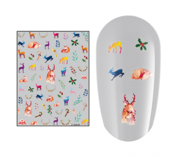 Sticker nail art Lila Rossa, pentru Craciun, Revelion si iarna, 15 x 9 cm, z-d3939