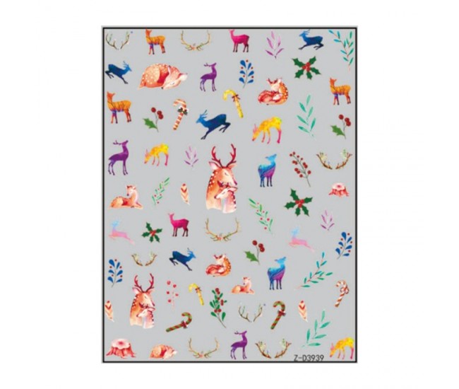 Sticker nail art Lila Rossa, pentru Craciun, Revelion si iarna, 15 x 9 cm, z-d3939