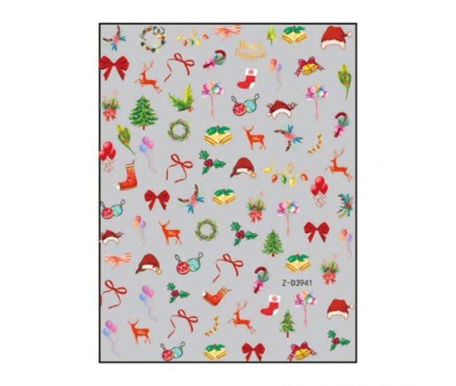 Sticker nail art Lila Rossa, pentru Craciun, Revelion si iarna, 15 x 9 cm, z-d3941