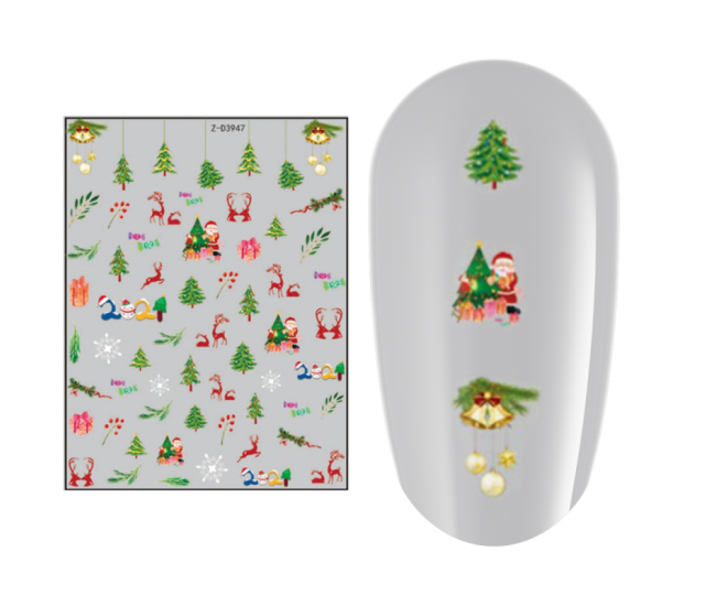 Sticker nail art Lila Rossa, pentru Craciun, Revelion si iarna, 15 x 9 cm, z-d3947