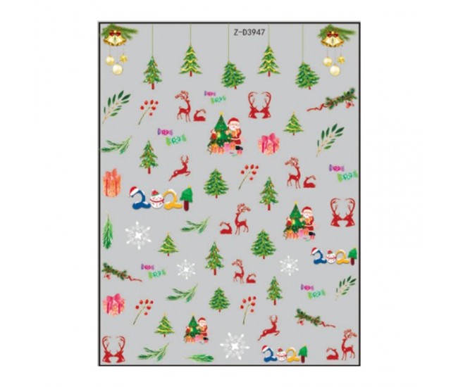 Sticker nail art Lila Rossa, pentru Craciun, Revelion si iarna, 15 x 9 cm, z-d3947