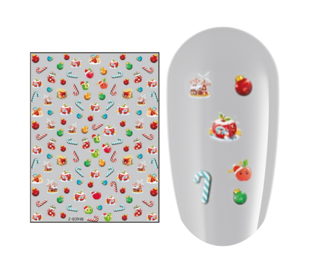 Sticker nail art Lila Rossa, pentru Craciun, Revelion si iarna, 15 x 9 cm, z-d3948