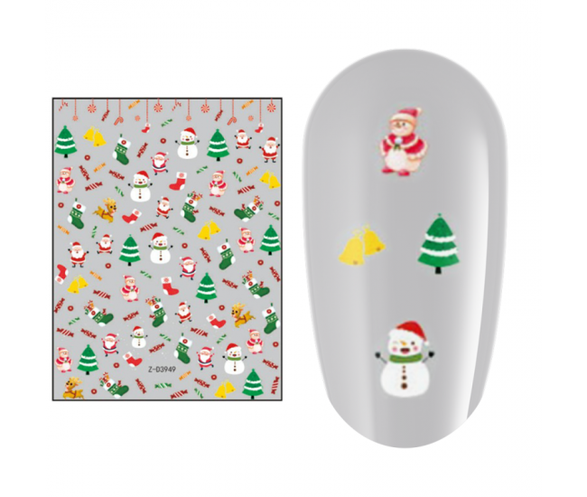 Sticker nail art Lila Rossa, pentru Craciun, Revelion si iarna, 15 x 9 cm, z-d3949