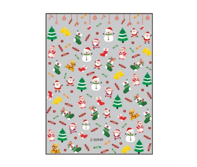 Sticker nail art Lila Rossa, pentru Craciun, Revelion si iarna, 15 x 9 cm, z-d3949