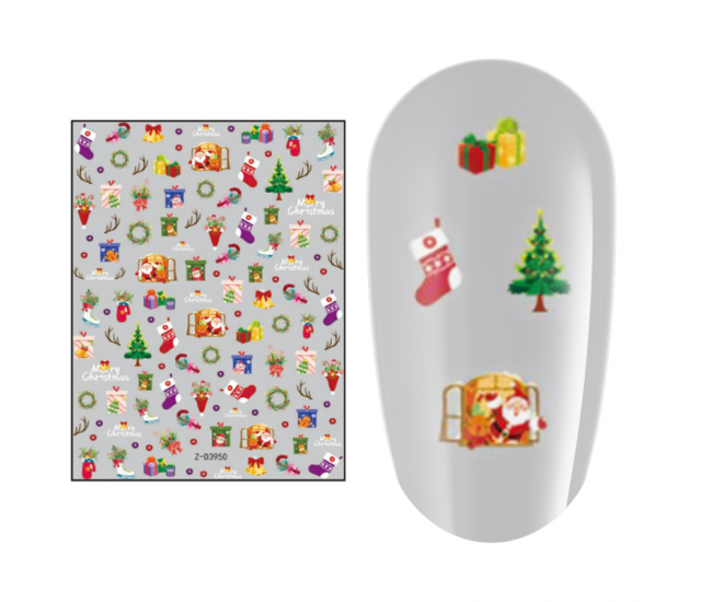 Sticker nail art Lila Rossa, pentru Craciun, Revelion si iarna, 15 x 9 cm, z-d3950