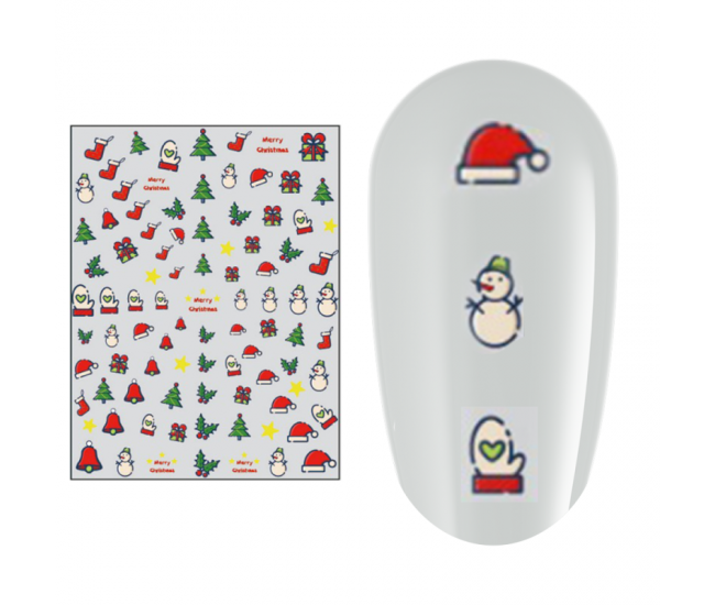 Sticker nail art Lila Rossa, pentru Craciun, Revelion si iarna, 15 x 9 cm, z-d4657