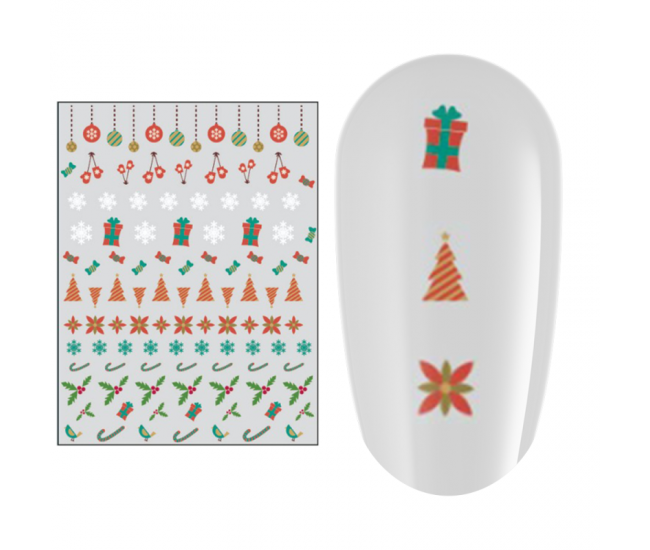 Sticker nail art Lila Rossa, pentru Craciun, Revelion si iarna, 15 x 9 cm, z-d4660