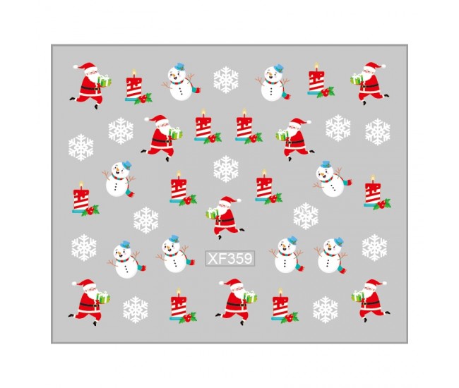 Sticker nail art Lila Rossa, pentru Craciun, Revelion si iarna, 7.2 x 10.5 cm, xf359