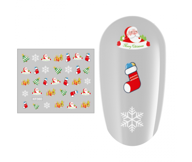 Sticker nail art Lila Rossa, pentru Craciun, Revelion si iarna, 7.2 x 10.5 cm, xf360