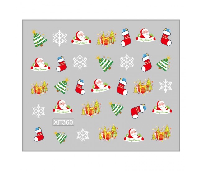 Sticker nail art Lila Rossa, pentru Craciun, Revelion si iarna, 7.2 x 10.5 cm, xf360