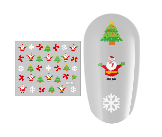 Sticker nail art Lila Rossa, pentru Craciun, Revelion si iarna, 7.2 x 10.5 cm, xf366