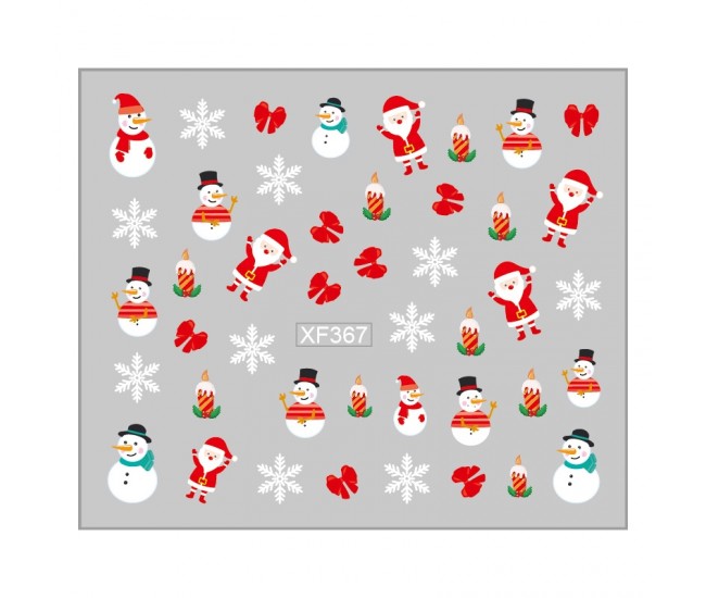 Sticker nail art Lila Rossa, pentru Craciun, Revelion si iarna, 7.2 x 10.5 cm, xf367