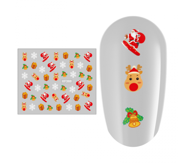 Sticker nail art Lila Rossa, pentru Craciun, Revelion si iarna, 7.2 x 10.5 cm, xf368