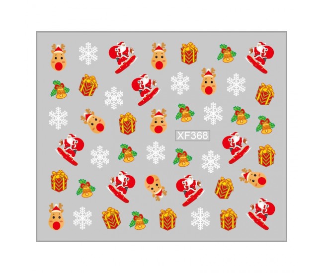 Sticker nail art Lila Rossa, pentru Craciun, Revelion si iarna, 7.2 x 10.5 cm, xf368