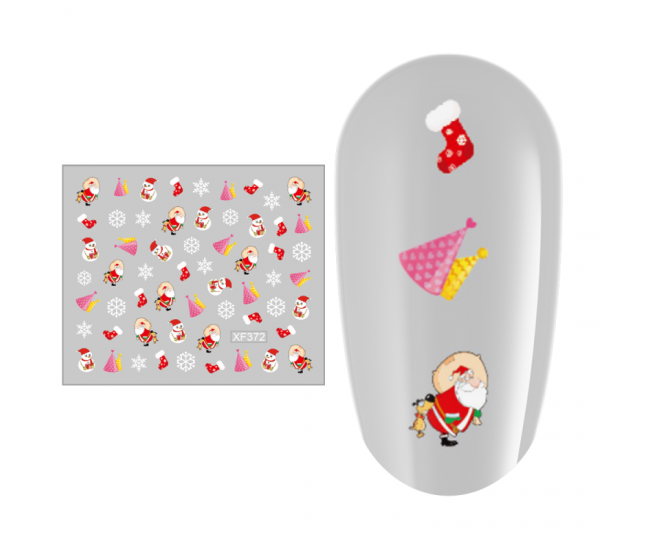 Sticker nail art Lila Rossa, pentru Craciun, Revelion si iarna, 7.2 x 10.5 cm, xf372