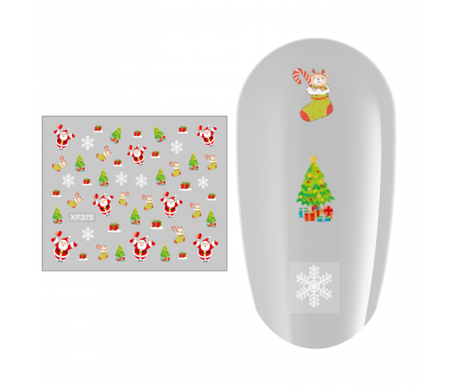 Sticker nail art Lila Rossa, pentru Craciun, Revelion si iarna, 7.2 x 10.5 cm, xf373