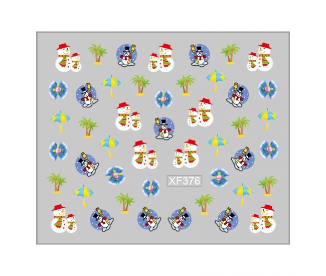 Sticker nail art Lila Rossa, pentru Craciun, Revelion si iarna, 7.2 x 10.5 cm, xf376
