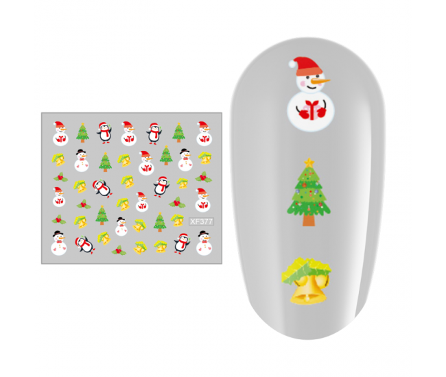 Sticker nail art Lila Rossa, pentru Craciun, Revelion si iarna, 7.2 x 10.5 cm, xf377