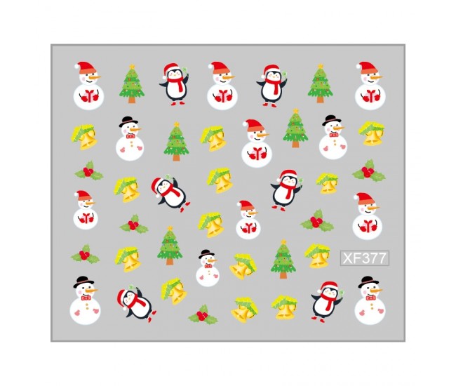 Sticker nail art Lila Rossa, pentru Craciun, Revelion si iarna, 7.2 x 10.5 cm, xf377