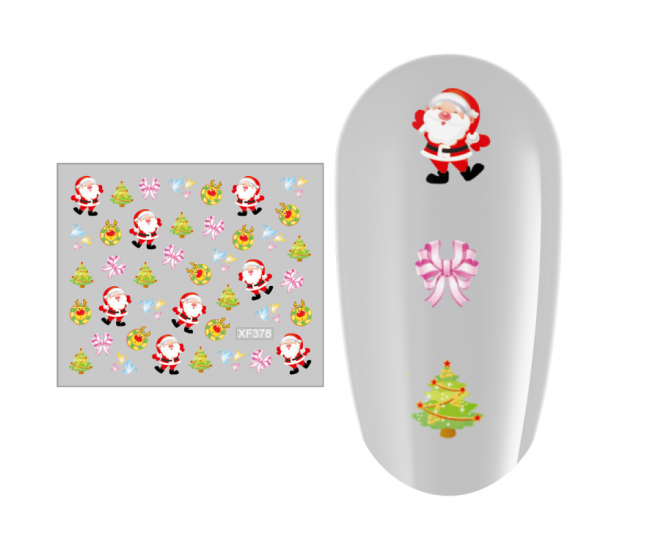 Sticker nail art Lila Rossa, pentru Craciun, Revelion si iarna, 7.2 x 10.5 cm, xf378