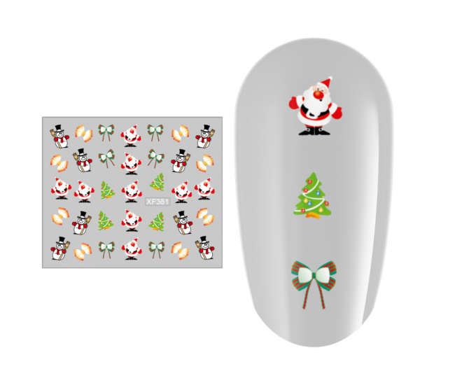 Sticker nail art Lila Rossa, pentru Craciun, Revelion si iarna, 7.2 x 10.5 cm, xf381
