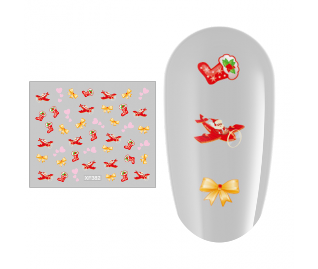 Sticker nail art Lila Rossa, pentru Craciun, Revelion si iarna, 7.2 x 10.5 cm, xf382