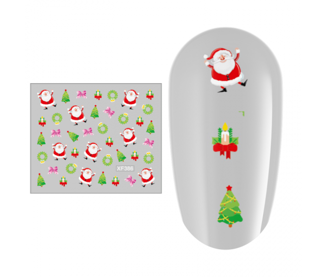 Sticker nail art Lila Rossa, pentru Craciun, Revelion si iarna, 7.2 x 10.5 cm, xf386