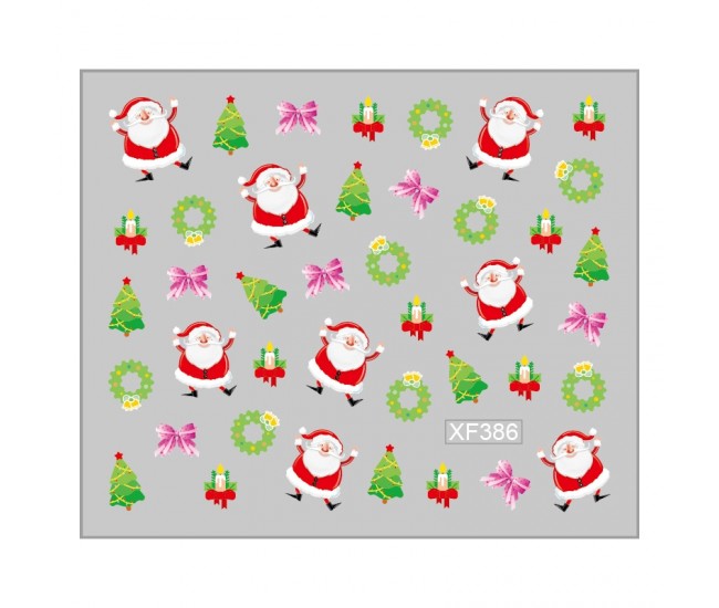 Sticker nail art Lila Rossa, pentru Craciun, Revelion si iarna, 7.2 x 10.5 cm, xf386