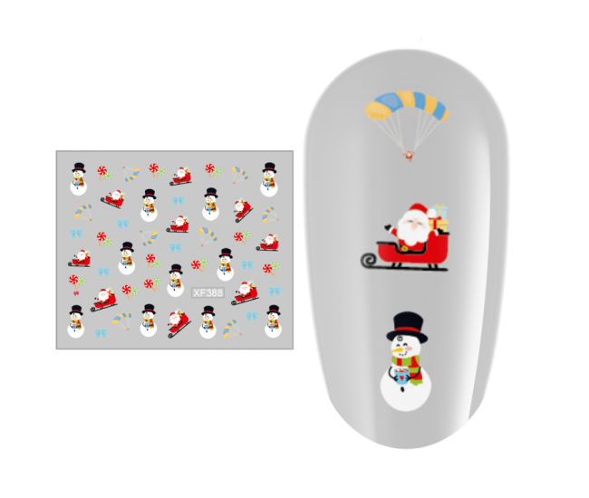 Sticker nail art Lila Rossa, pentru Craciun, Revelion si iarna, 7.2 x 10.5 cm, xf388