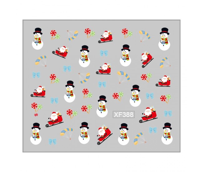 Sticker nail art Lila Rossa, pentru Craciun, Revelion si iarna, 7.2 x 10.5 cm, xf388