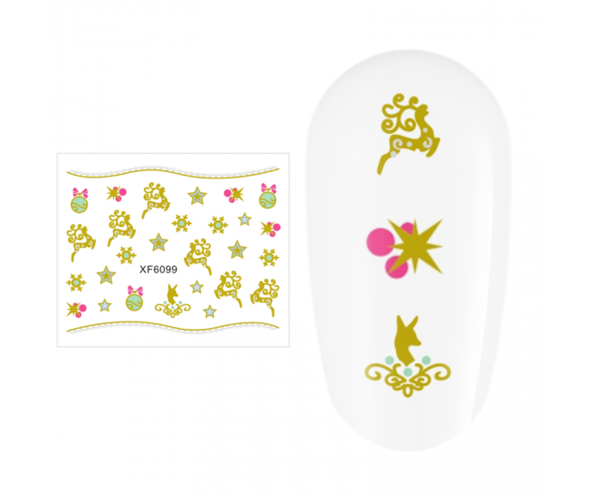 Sticker nail art Lila Rossa, pentru Craciun, Revelion si iarna, 7.2 x 10.5 cm, xf6099