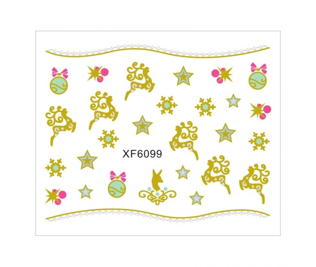 Sticker nail art Lila Rossa, pentru Craciun, Revelion si iarna, 7.2 x 10.5 cm, xf6099