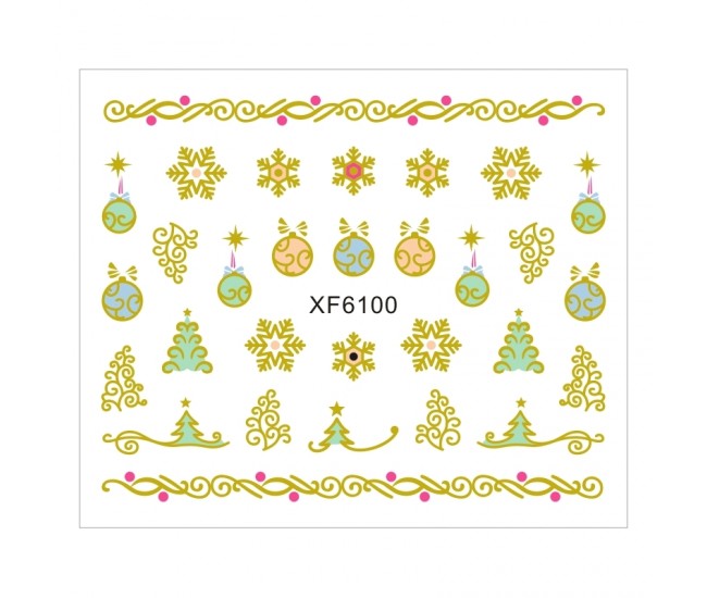 Sticker nail art Lila Rossa, pentru Craciun, Revelion si iarna, 7.2 x 10.5 cm, xf6100